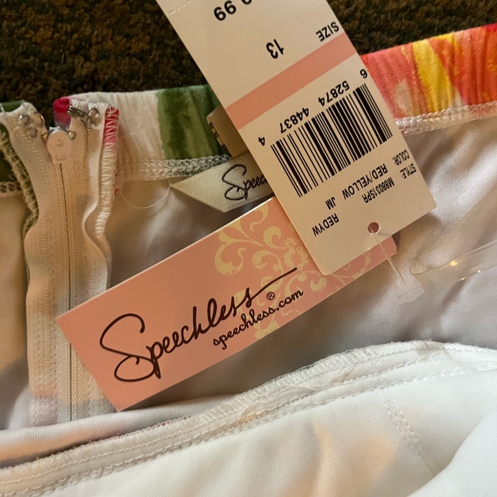 SPEECHLESS Strapless Dress Multicolor watercolor Floral Print Size 13 - Picture 5 of 10